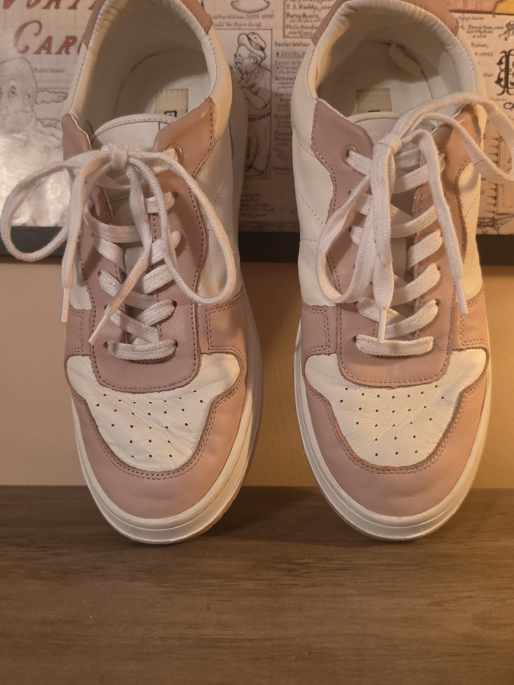 Vintage Havana White and Blush Lace-Up Sneakers
